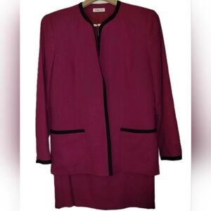 Vintage Talbots 2 Piece Pink Wool Blend Jacket Skirt Set Sz 12 Old Money